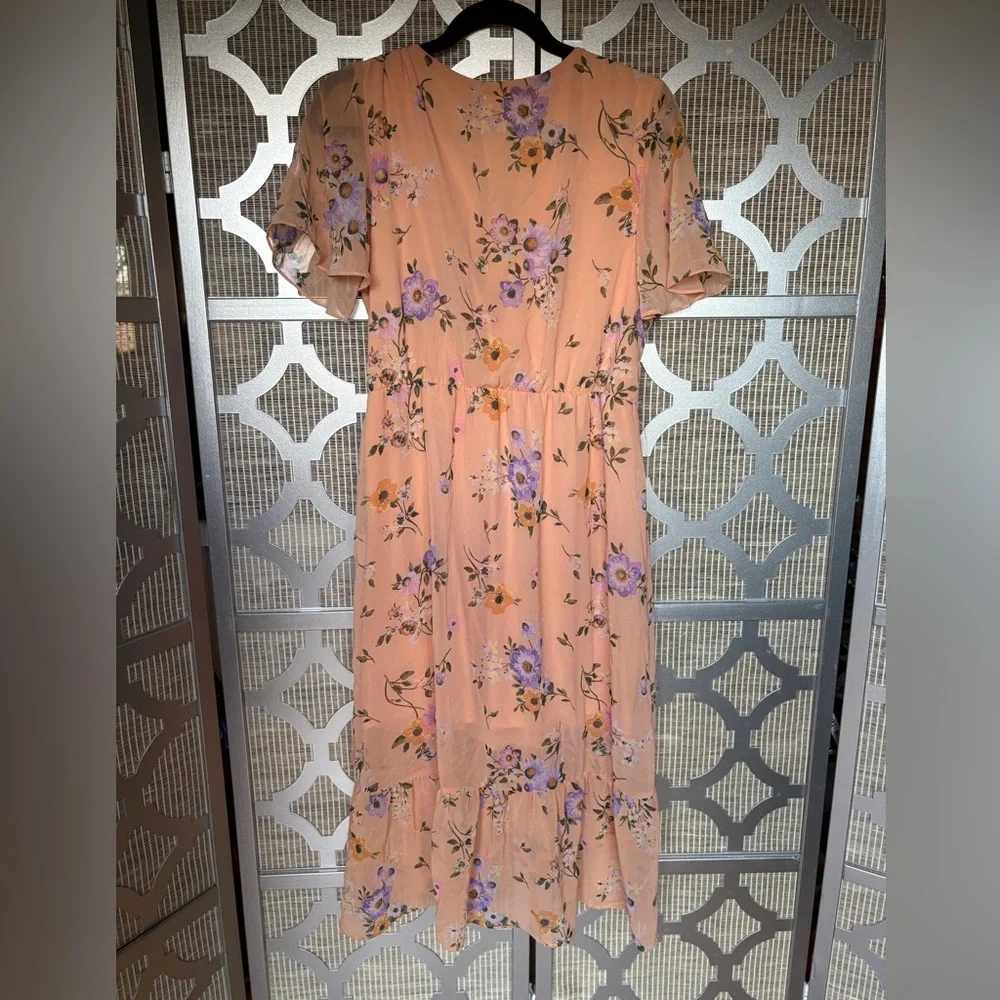 Rewind Peach and Purple Floral Maxi Dress